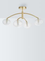 John Lewis Bowe 4 Arm Semi Flush Ceiling Light, Brushed Brass - thumbnail 2