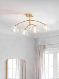 John Lewis Bowe 4 Arm Semi Flush Ceiling Light, Brushed Brass - thumbnail 5