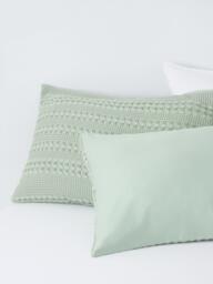 John Lewis Large Waffle Stripe Duvet Cover Set, Green - thumbnail 3