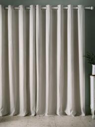 Laura Ashley Cornish Chenille Stripe Pair Lined Eyelet Curtains, Natural - thumbnail 3