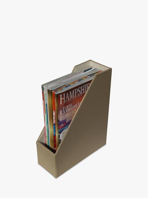 Osco Faux Leather Magazine Holder, Light Taupe - image 1