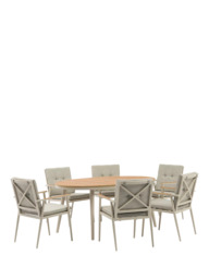 Bramblecrest RHS Wisley 6-Seater Ellipsis Garden Dining Table & Chairs Set with Parasol, Mocha - thumbnail 2