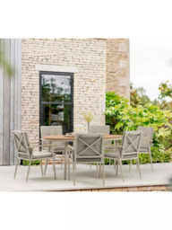 Bramblecrest RHS Wisley 6-Seater Ellipsis Garden Dining Table & Chairs Set with Parasol, Mocha - thumbnail 4