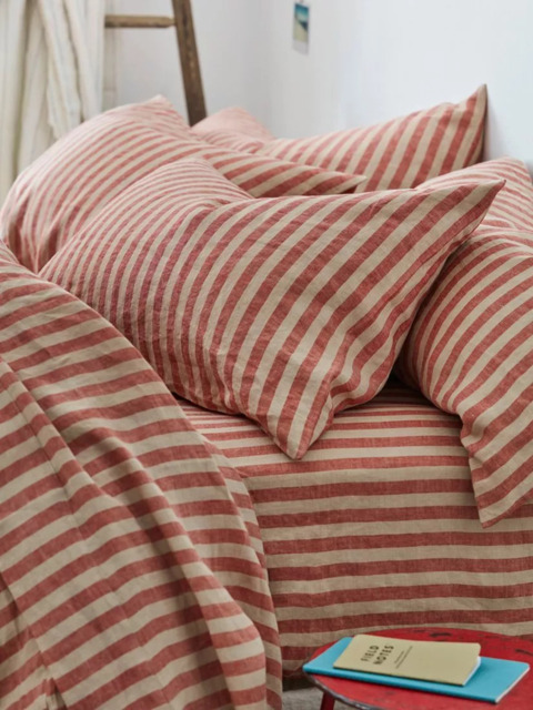 Piglet in Bed Pembroke Stripe Linen Fitted Sheet - image 1