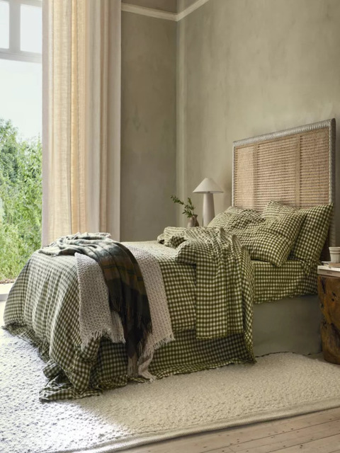 Piglet in Bed Gingham Linen Blend Flat Sheet - image 1