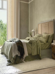 Piglet in Bed Gingham Linen Blend Flat Sheet - thumbnail 1