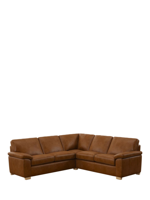 John Lewis Camden 5+ Seater Corner Leather Sofa, Light Leg - image 1