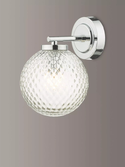 Där Wayne Textured Glass Bathroom Wall Light, Clear/Polished Chrome - image 1