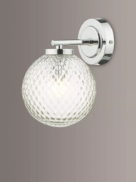 Där Wayne Textured Glass Bathroom Wall Light, Clear/Polished Chrome - thumbnail 2