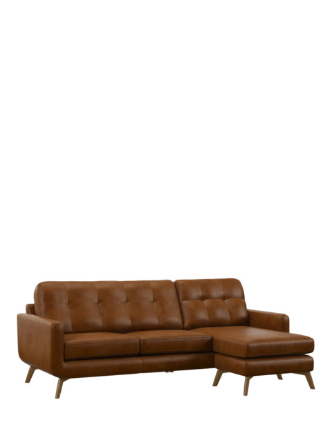 John Lewis Barbican RHF Chaise Leather Sofa, Light Leg - image 1