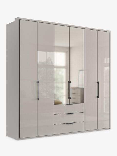 John Lewis Osaka 2.25m Bi-Fold Wardrobe with 4 Glass Doors, 2 Mirrored Doors & 3 Glass Drawers - image 1