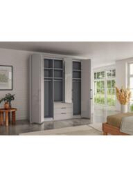 John Lewis Osaka 2.25m Bi-Fold Wardrobe with 4 Glass Doors, 2 Mirrored Doors & 3 Glass Drawers - thumbnail 3