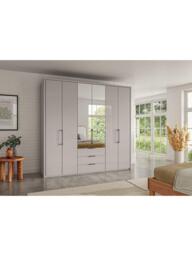 John Lewis Osaka 2.25m Bi-Fold Wardrobe with 4 Glass Doors, 2 Mirrored Doors & 3 Glass Drawers - thumbnail 2