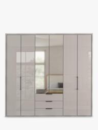 John Lewis Osaka 2.25m Bi-Fold Wardrobe with 4 Glass Doors, 2 Mirrored Doors & 3 Glass Drawers - thumbnail 5