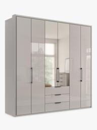 John Lewis Osaka 2.25m Bi-Fold Wardrobe with 4 Glass Doors, 2 Mirrored Doors & 3 Glass Drawers