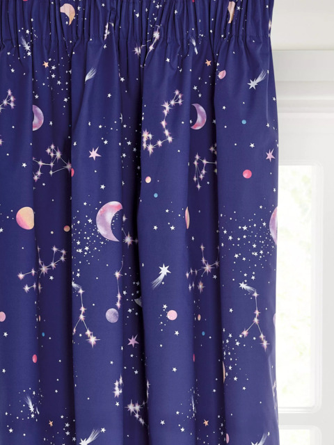 John Lewis Glow in the Dark Constellation Print Pencil Pleat Blackout Children's Curtains, Blue - image 1