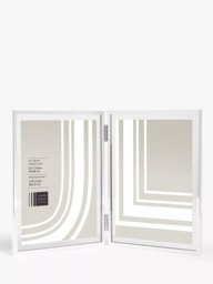 "John Lewis Vertical Folding Double Photo Frame & Glass Border, 5 x 7"" (13 x 18cm), Silver Plated" - thumbnail 1