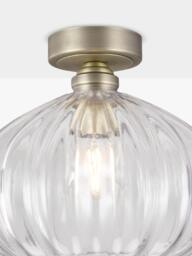 John Lewis Pumpkin Rib Glass Flush Ceiling Light, Antique Brass - thumbnail 3