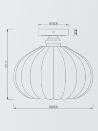 John Lewis Pumpkin Rib Glass Flush Ceiling Light, Antique Brass - thumbnail 5