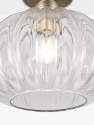 John Lewis Pumpkin Rib Glass Flush Ceiling Light, Antique Brass - thumbnail 4