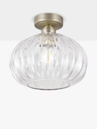 John Lewis Pumpkin Rib Glass Flush Ceiling Light, Antique Brass - thumbnail 2