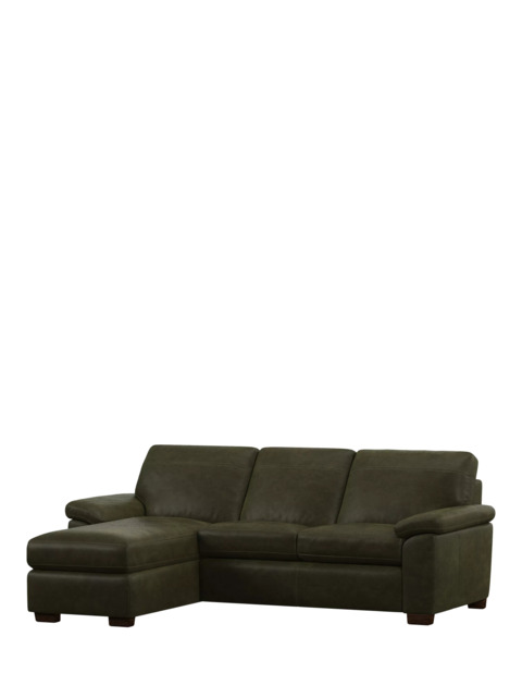 John Lewis Camden LHF Chaise End Leather Sofa Bed, Dark Leg - image 1