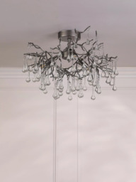 Laura Ashley Willow Semi Flush Ceiling Light, Pewter - thumbnail 2
