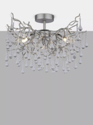 Laura Ashley Willow Semi Flush Ceiling Light, Pewter - thumbnail 3
