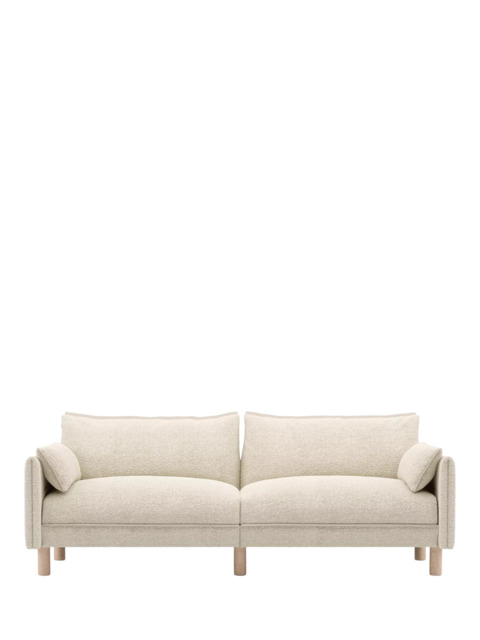 Cozmo Cozy 3 Seater Sofa, Ecru Boucle Natural Piping - image 1