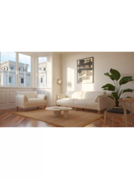 Cozmo Cozy 3 Seater Sofa, Ecru Boucle Natural Piping - thumbnail 2