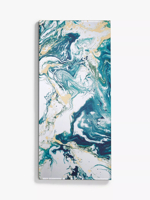 John Lewis Abstract Art Rectangular Wall Mirror, 100 x 45cm, Blue - image 1