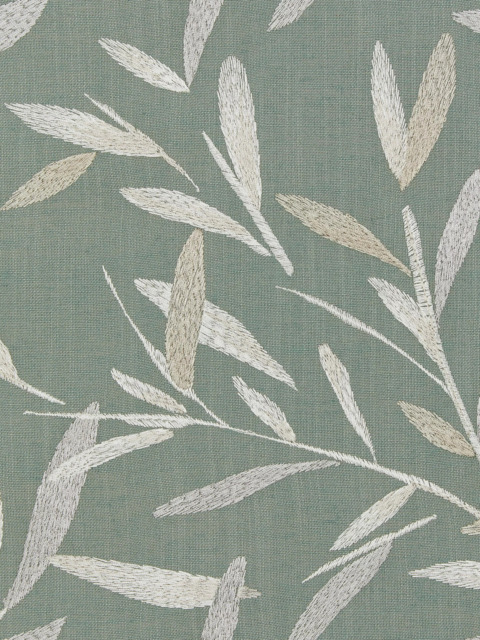 John Lewis Langley Leaf Embroidery Made to Measure Curtains or Roman Blind, Dark Duck Egg - image 1
