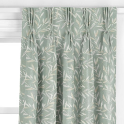 John Lewis Langley Leaf Embroidery Made to Measure Curtains or Roman Blind, Dark Duck Egg - thumbnail 6