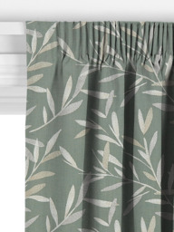 John Lewis Langley Leaf Embroidery Made to Measure Curtains or Roman Blind, Dark Duck Egg - thumbnail 3
