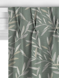 John Lewis Langley Leaf Embroidery Made to Measure Curtains or Roman Blind, Dark Duck Egg - thumbnail 5