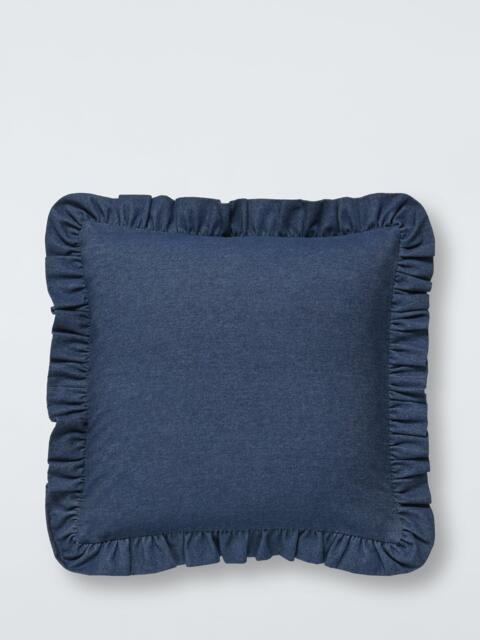 John Lewis Denim Frill Cushion, Indigo - image 1