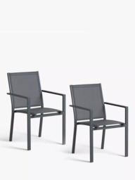 John Lewis Miami Garden Dining Chair, Set of 2, Grey - thumbnail 1