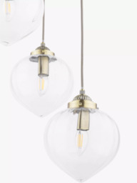 Laura Ashley Whitham 3 Light Cluster Fluted Glass Ceiling Pendant Light, Antique Brass - thumbnail 3