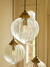 Laura Ashley Whitham 3 Light Cluster Fluted Glass Ceiling Pendant Light, Antique Brass - thumbnail 6