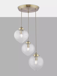 Laura Ashley Whitham 3 Light Cluster Fluted Glass Ceiling Pendant Light, Antique Brass - thumbnail 1