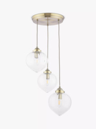 Laura Ashley Whitham 3 Light Cluster Fluted Glass Ceiling Pendant Light, Antique Brass - thumbnail 2