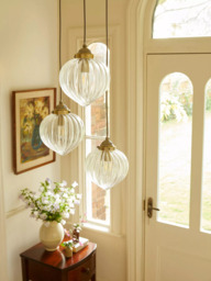 Laura Ashley Whitham 3 Light Cluster Fluted Glass Ceiling Pendant Light, Antique Brass - thumbnail 5