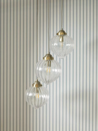 Laura Ashley Whitham 3 Light Cluster Fluted Glass Ceiling Pendant Light, Antique Brass - thumbnail 4
