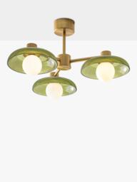 John Lewis Platera Glass 3 Arm Semi Flush Ceiling Light, Green - thumbnail 3