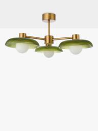 John Lewis Platera Glass 3 Arm Semi Flush Ceiling Light, Green - thumbnail 4