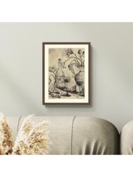 John Lewis Harlie Briggs 'Evening Conversation' Framed Print & Mount, 42 x 32cm, Brown - thumbnail 2