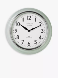 Lascelles Radio Controlled Retro Analogue Wall Clock, 35cm, Pastel Green - thumbnail 1