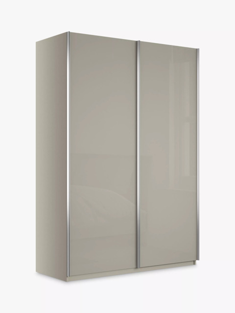 John Lewis Elstra 150cm Wardrobe with White Glass Sliding Doors - image 1