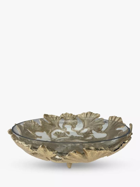 Culinary Concepts Ginkgo Leaf Decorative Bowl, 33cm, Gold/Clear - image 1