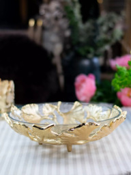 Culinary Concepts Ginkgo Leaf Decorative Bowl, 33cm, Gold/Clear - thumbnail 2